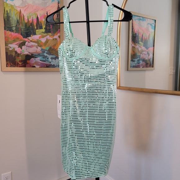 Wear Your Love Dresses & Skirts - NWT Wear Your Love Mint Green Disco Ball Dress Adjustable Straps Size 2